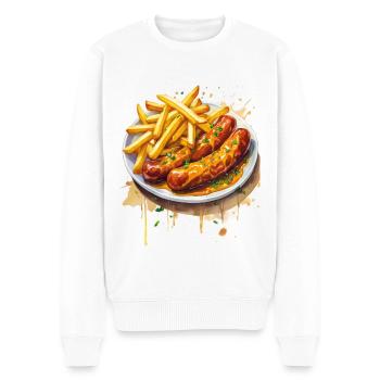 Currywurst with fries - Men's Premium Organic Jumper - white - Front - Thijin (182cm)