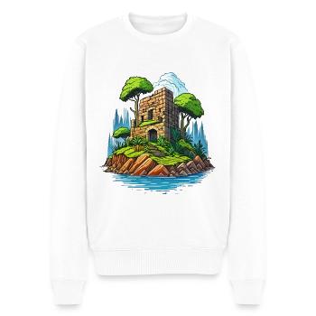 Ruine auf einer einsamen Insel - Männer Premium Bio Pullover - Weiß - Vorne - Thijin (182cm)