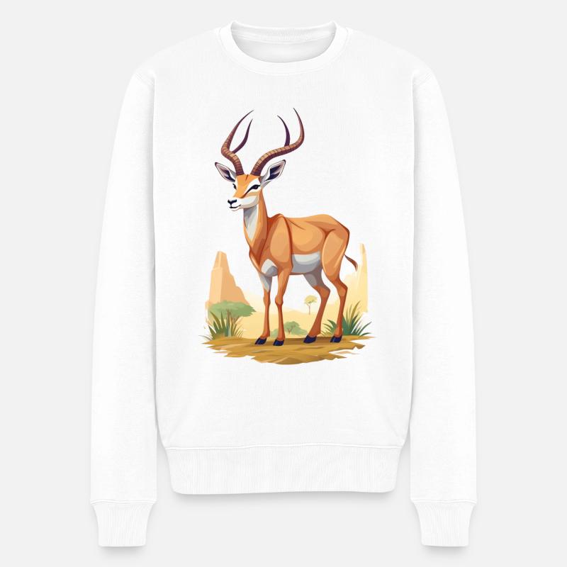 Antilope in der Savanne - Männer Premium Bio Pullover - Weiß