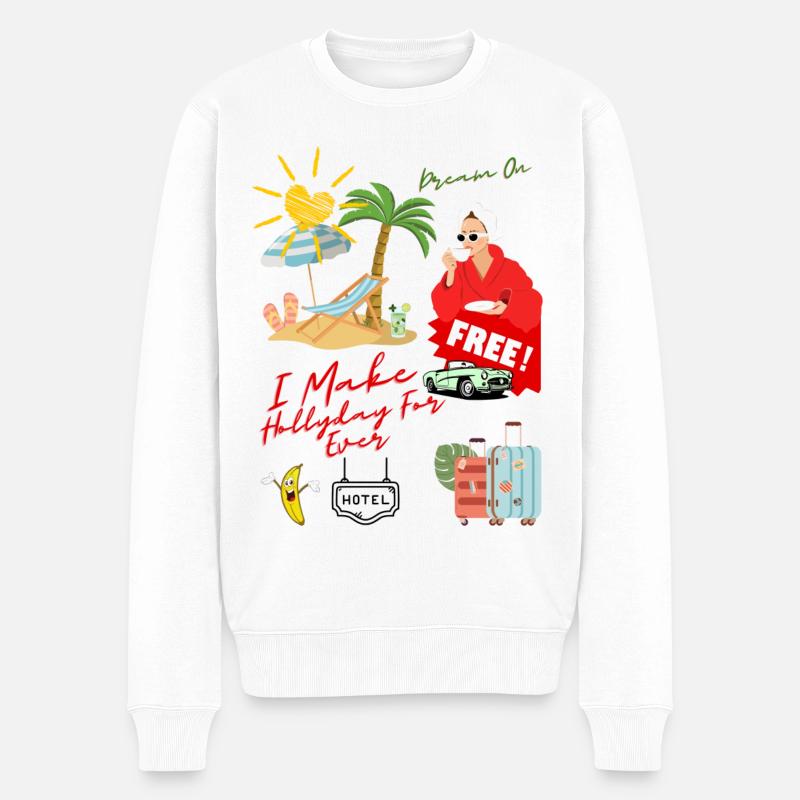 Hollyday For Ever - Männer Premium Bio Pullover - Weiß