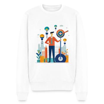 Business und Marketing - Männer Premium Bio Pullover - Weiß - Vorne - Thijin (182cm)
