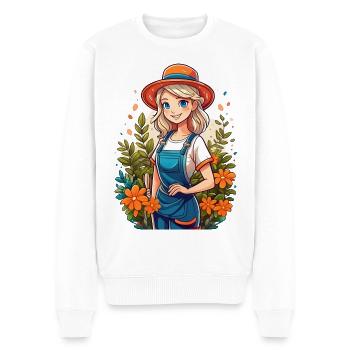 Attractive gardener in her garden - Men's Premium Organic Jumper - white - Front - Thijin (182cm)