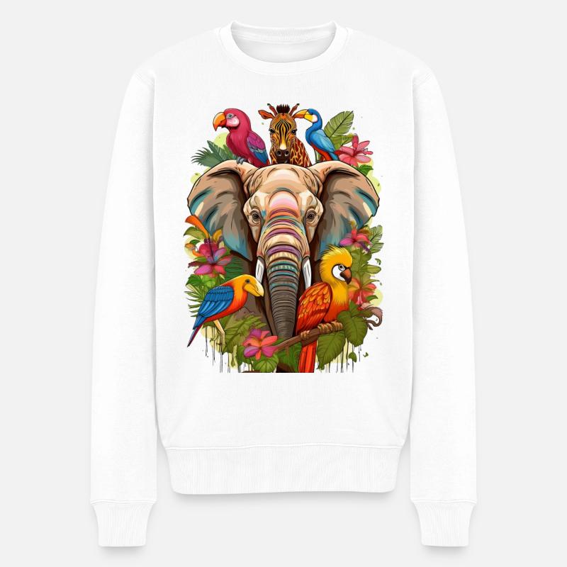 Illustration afrikanischer Tiere - Männer Premium Bio Pullover - Weiß