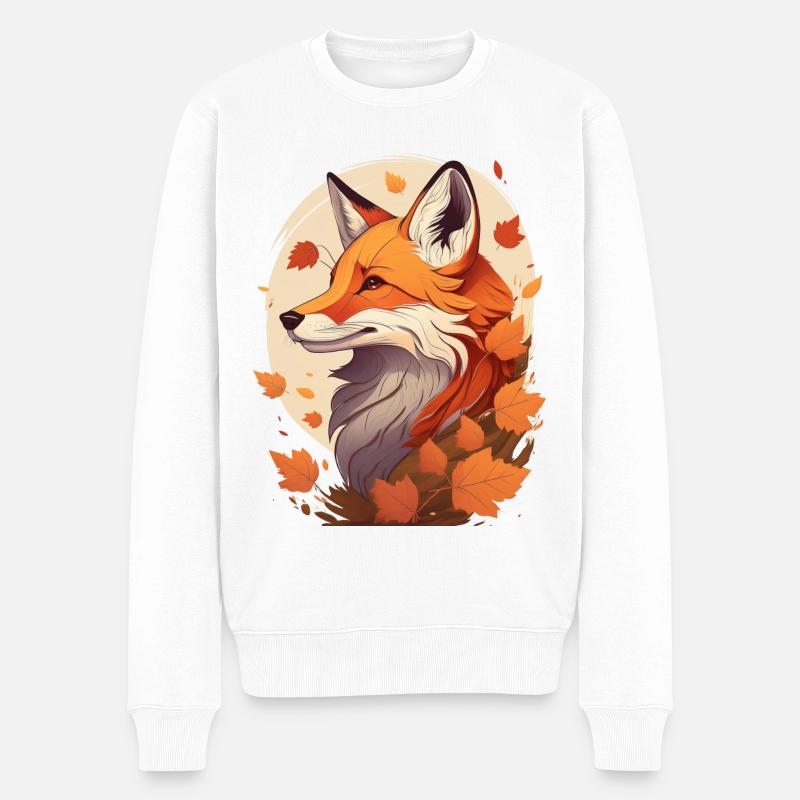 Ein Fuchs im Herbst - Männer Premium Bio Pullover - Weiß