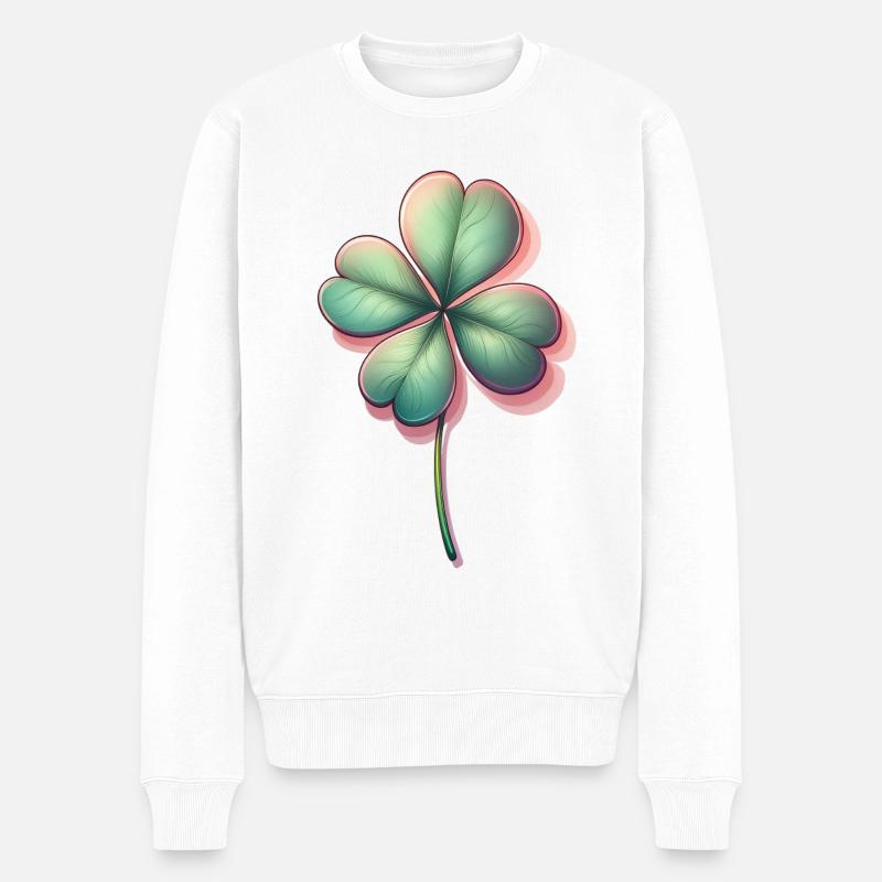Vierblättriger Klee bringt Glück - Männer Premium Bio Pullover - Weiß