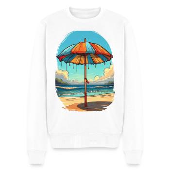 Ein Sonnenschirm am Strand - Männer Premium Bio Pullover - Weiß - Vorne - Thijin (182cm)