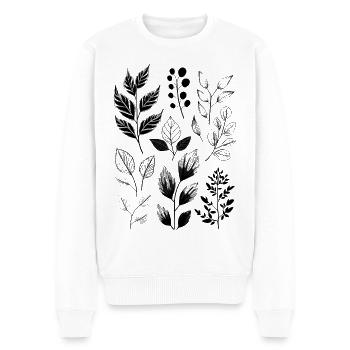 Feuilles et brindilles en noir et blanc - Pull Premium bio Homme - blanc - Devant - Thijin (182cm)