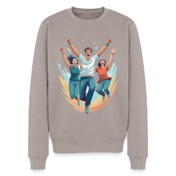 Sauter de joie - Pull Premium bio Homme - taupe - Devant - Nico (187cm)