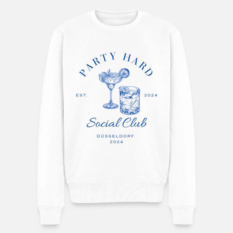 Party Hard Social Club Düsseldorf - Männer Premium Bio Pullover - Weiß