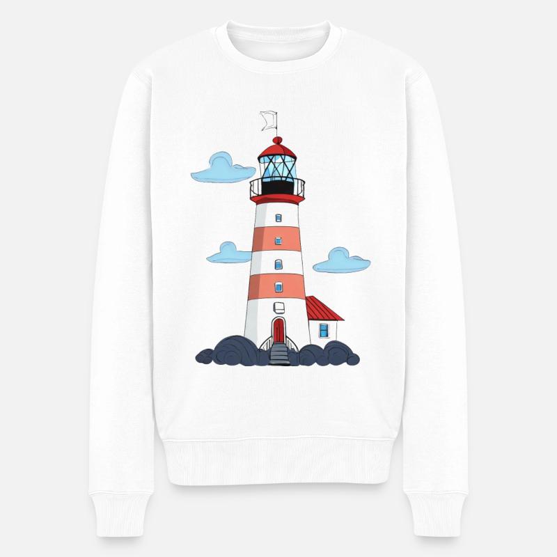 Leuchtturm - Männer Premium Bio Pullover - Weiß