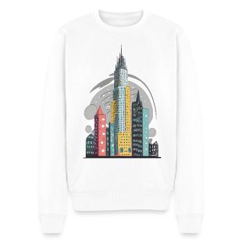 Abstrakte, moderne Hochhäuser in einer Großstadt - Männer Premium Bio Pullover - Weiß - Vorne - Thijin (182cm)