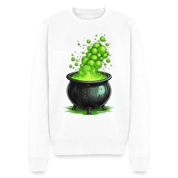 Witch's cauldron with green magic potion - Men's Premium Organic Jumper - white - Front - Thijin (182cm)