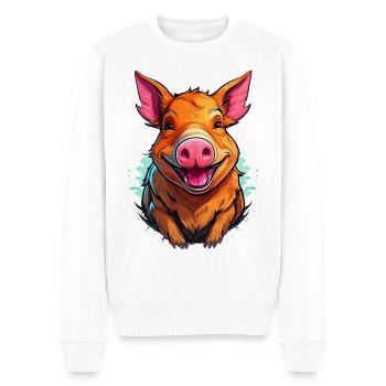 Cochon ou bâtard ? - Pull Premium bio Homme - blanc - Devant - Thijin (182cm)