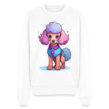 Illustration de caniche en rose et violet - Pull Premium bio Homme - blanc - Devant - Thijin (182cm)