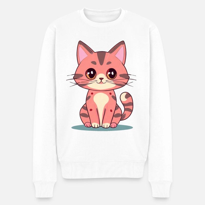 Chat Kawaii - Pull Premium bio Homme - blanc