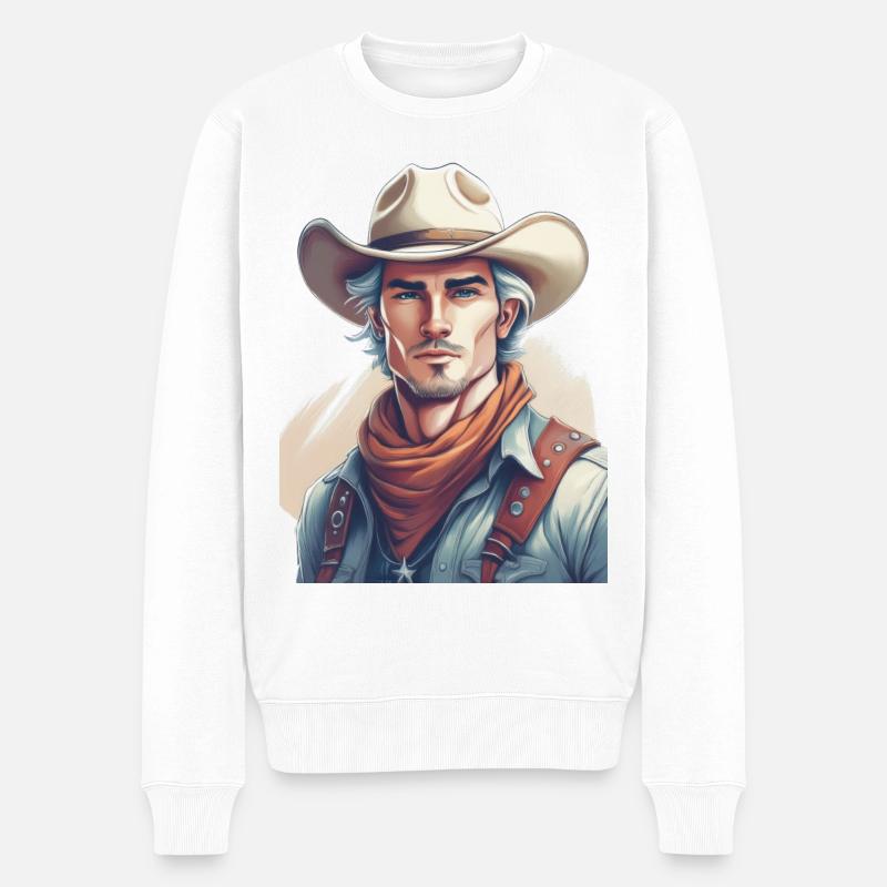 Cow-boy - Pull Premium bio Homme - blanc