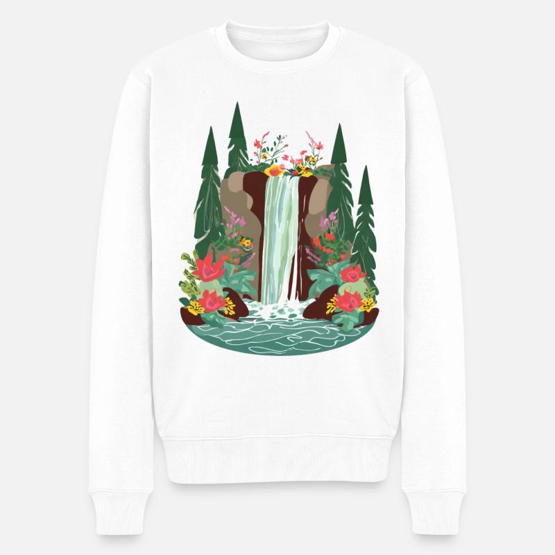 Wasserfall - Männer Premium Bio Pullover - Weiß