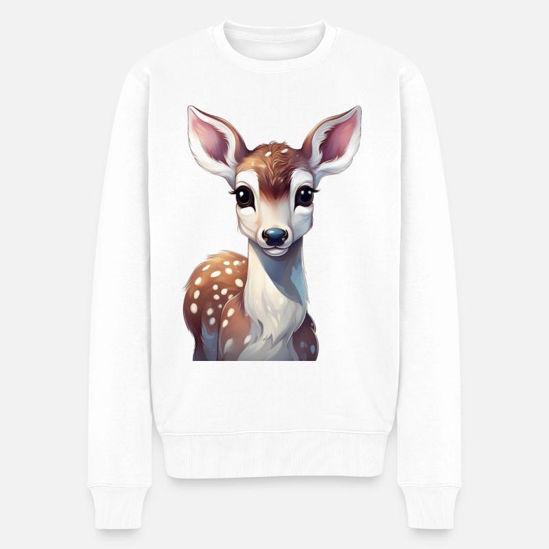 Reh Kitz - Männer Premium Bio Pullover - Weiß