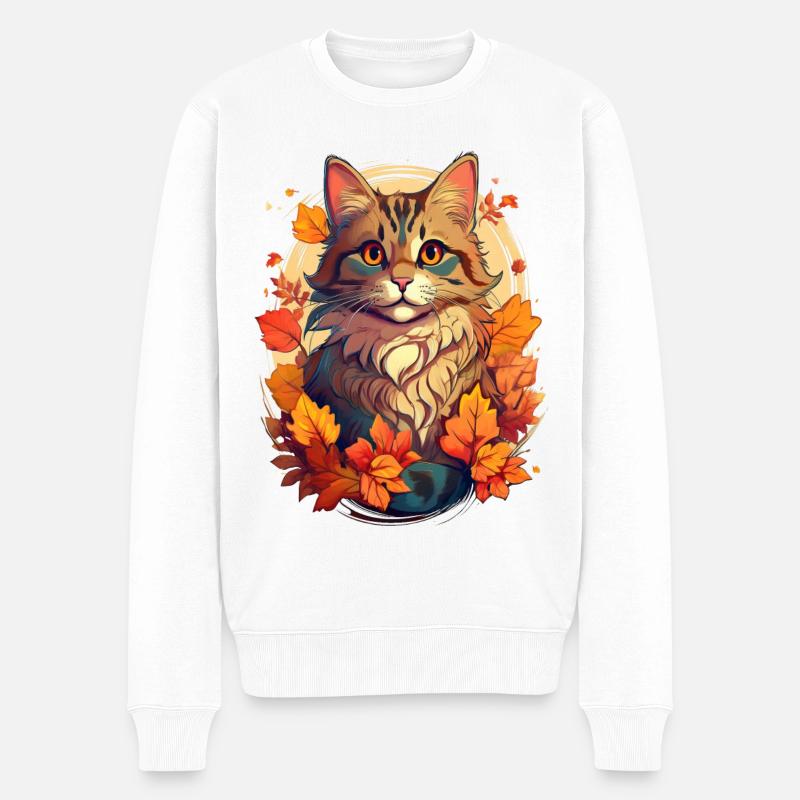 Chat en automne - Pull Premium bio Homme - blanc