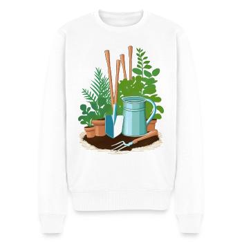Gardener's utensils: shovel, rake, ect - Men's Premium Organic Jumper - white - Front - Thijin (182cm)