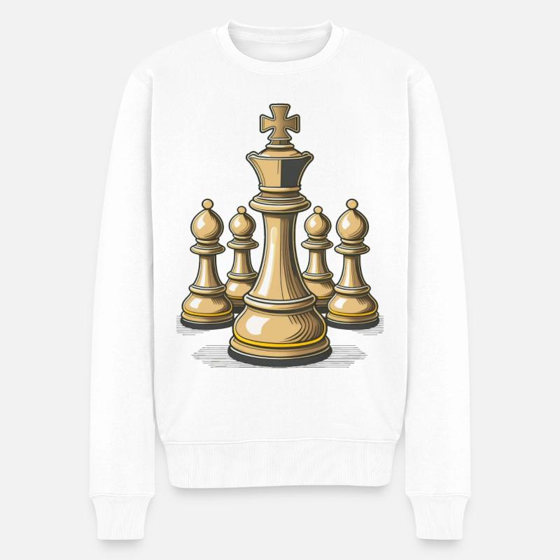 Échecs – Illustration de pièces d’échecs - Pull Premium bio Homme - blanc