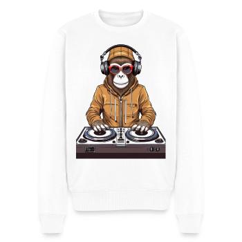 Ein Affe, der als DJ arbeitet – Discjockey - Männer Premium Bio Pullover - Weiß - Vorne - Thijin (182cm)