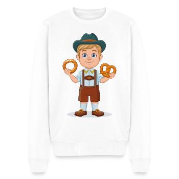 Illustration – Bayer with Lederhosen and Pretzel - Men's Premium Organic Jumper - white - Front - Thijin (182cm)