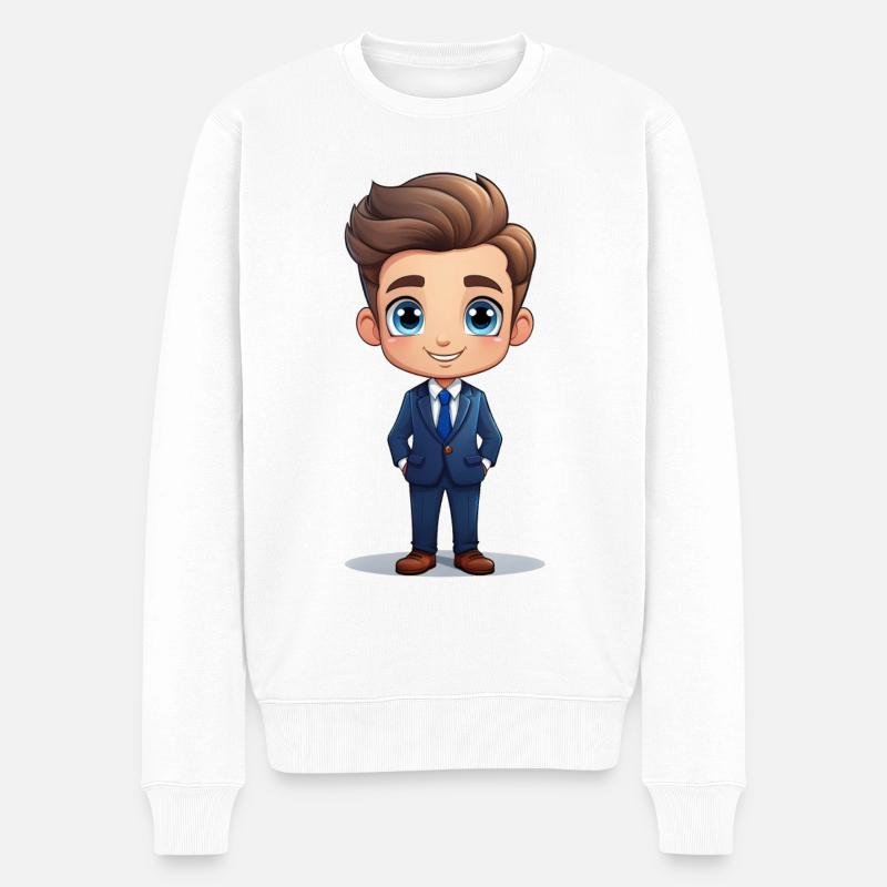 Geschäftsmann oder Businessmann - Männer Premium Bio Pullover - Weiß