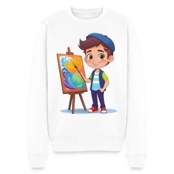 L’artiste peint une image abstraite - Pull Premium bio Homme - blanc - Devant - Thijin (182cm)