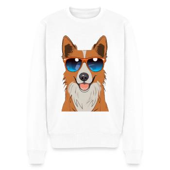 Ein niedlicher Hund mit Sonnenbrille - Männer Premium Bio Pullover - Weiß - Vorne - Thijin (182cm)