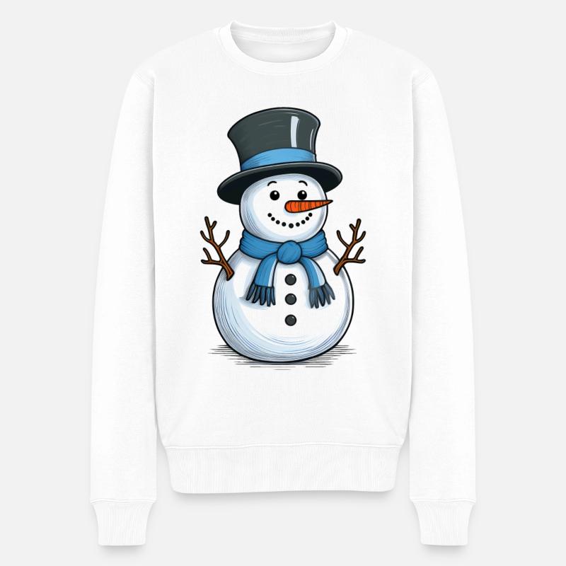 Schneemann - Männer Premium Bio Pullover - Weiß