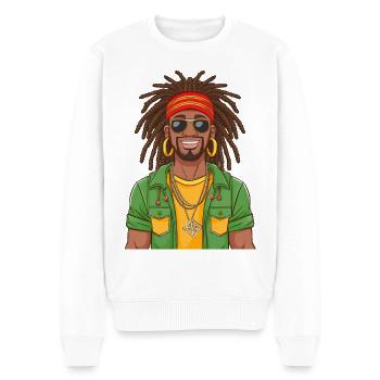 Reggae Musiker mit Dreadlocks aus Jamaika - Männer Premium Bio Pullover - Weiß - Vorne - Thijin (182cm)