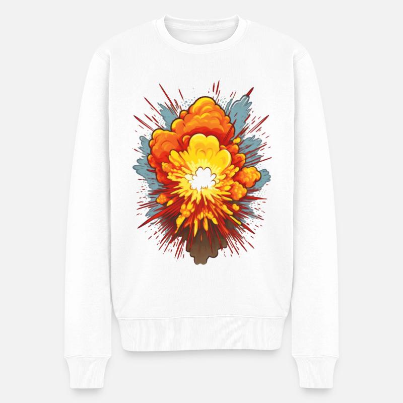 Explosion - Männer Premium Bio Pullover - Weiß