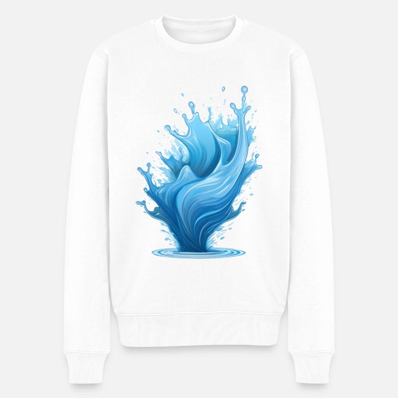 Éclaboussure d’eau bleue - Pull Premium bio Homme - blanc