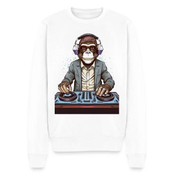 Un singe en DJ – Soirée insolite ! - Pull Premium bio Homme - blanc - Devant - Thijin (182cm)