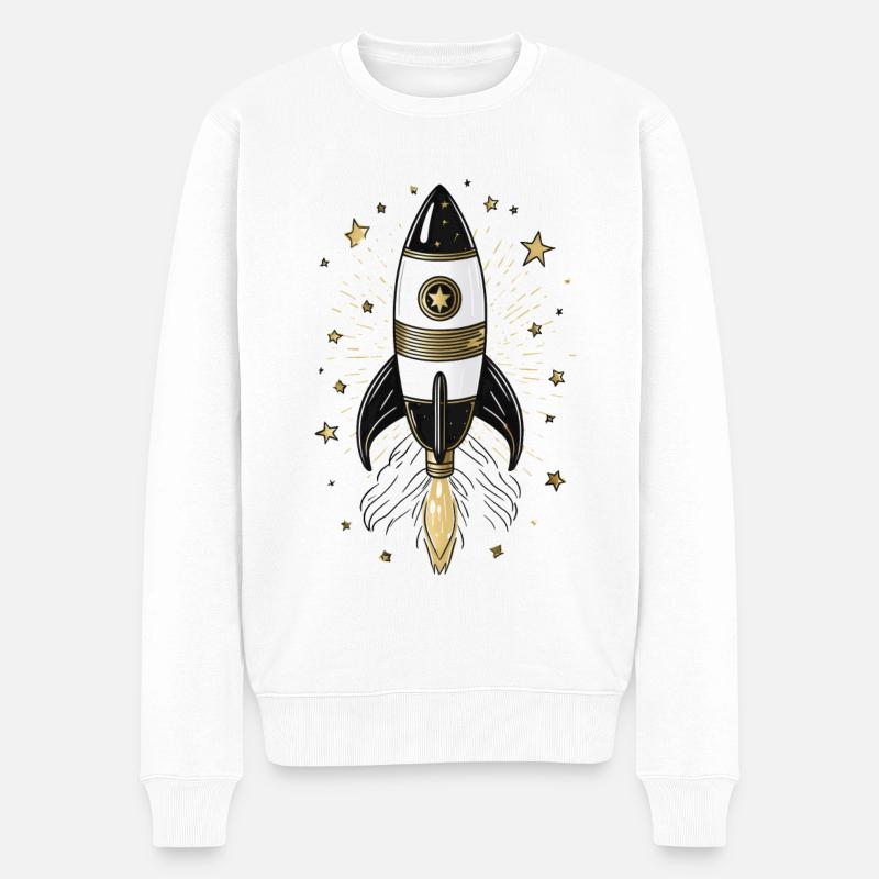 Rakete - Männer Premium Bio Pullover - Weiß