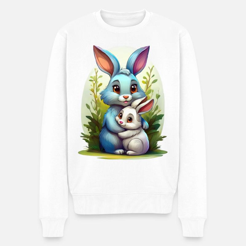 Illustration de lapins mignons pour la fête des mères - Pull Premium bio Homme - blanc