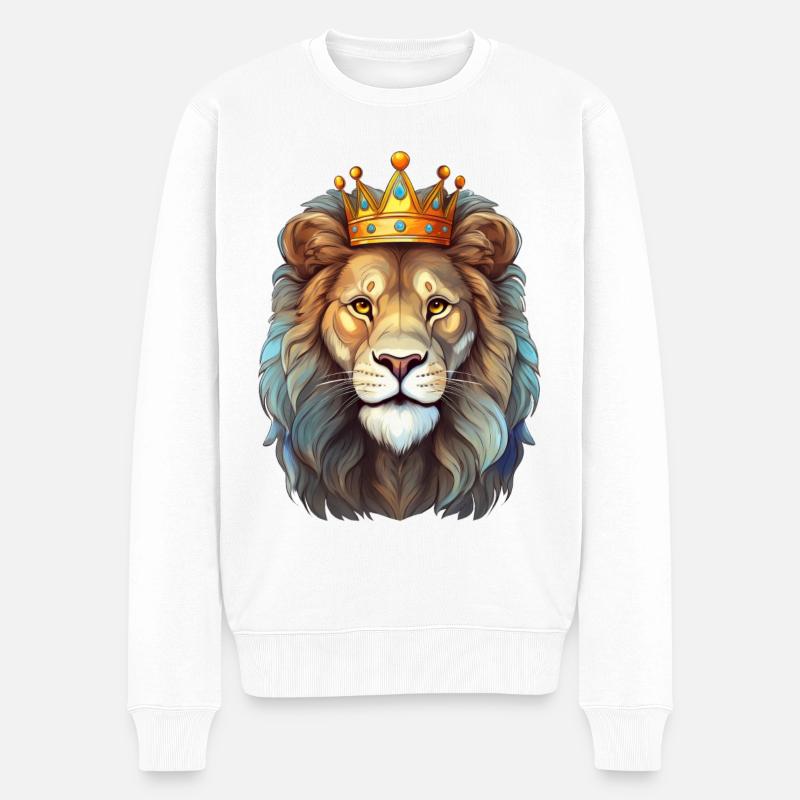 Lion avec couronne - Pull Premium bio Homme - blanc
