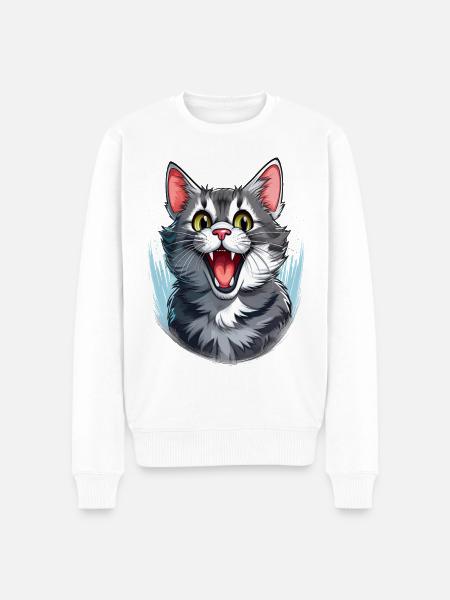 A cat full of enthusiasm - Men's Premium Organic Jumper - white