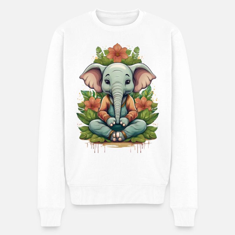 Ein Elefant, der Yoga macht - Männer Premium Bio Pullover - Weiß