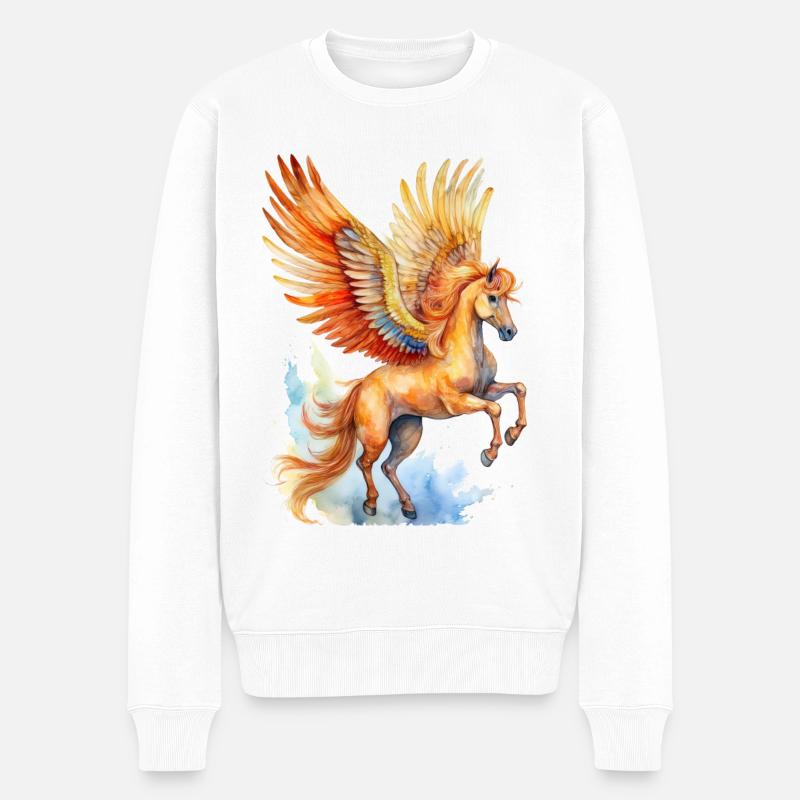 Pegasus - Männer Premium Bio Pullover - Weiß