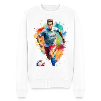 Fußballspieler - Männer Premium Bio Pullover - Weiß - Vorne - Thijin (182cm)