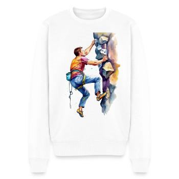 Klettern am Felsen - Männer Premium Bio Pullover - Weiß - Vorne - Thijin (182cm)
