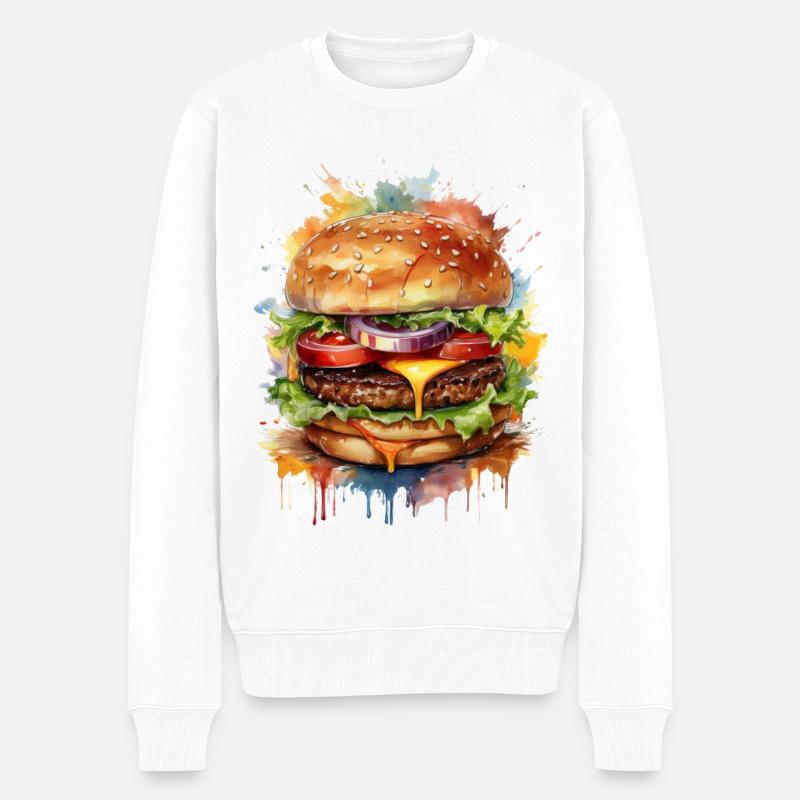 Hamburger - Pull Premium bio Homme - blanc