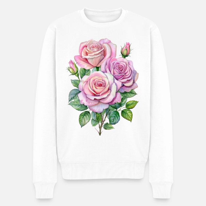 roses roses - Pull Premium bio Homme - blanc