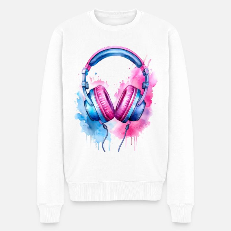 Musique via un casque - Pull Premium bio Homme - blanc
