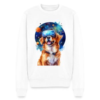 Ein Hund mit VR Brille - Männer Premium Bio Pullover - Weiß - Vorne - Thijin (182cm)
