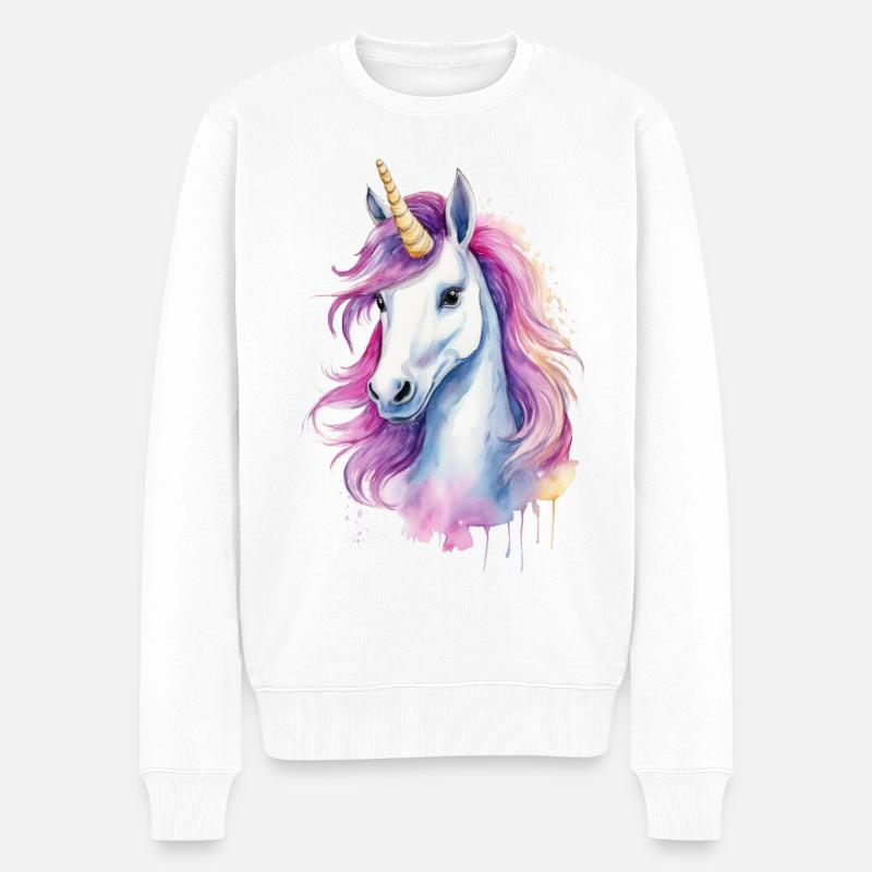 Niedliches Einhorn - Männer Premium Bio Pullover - Weiß