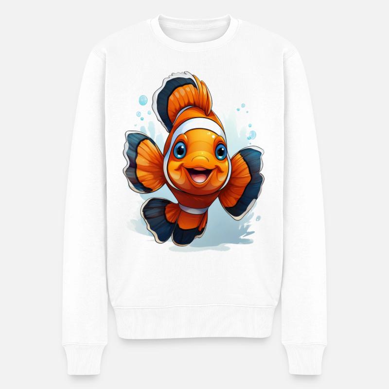 Clownfisch - Männer Premium Bio Pullover - Weiß