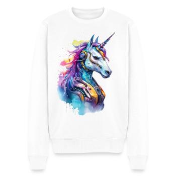 Futuristic Unicorn - Men's Premium Organic Jumper - white - Front - Thijin (182cm)